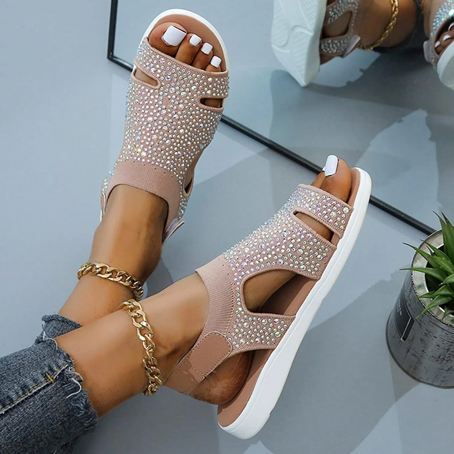 Womens Wedge Platform Sandals Open Toe Ankle Strap Dressy Summer Shoes Comfortable Espadrille Slides for Casual Beach Walking Vacation Orthopedic Shoes for Women