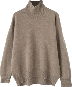 Women's Wool Sweater Turtleneck Loose Casual Soft Oversized Pullover
