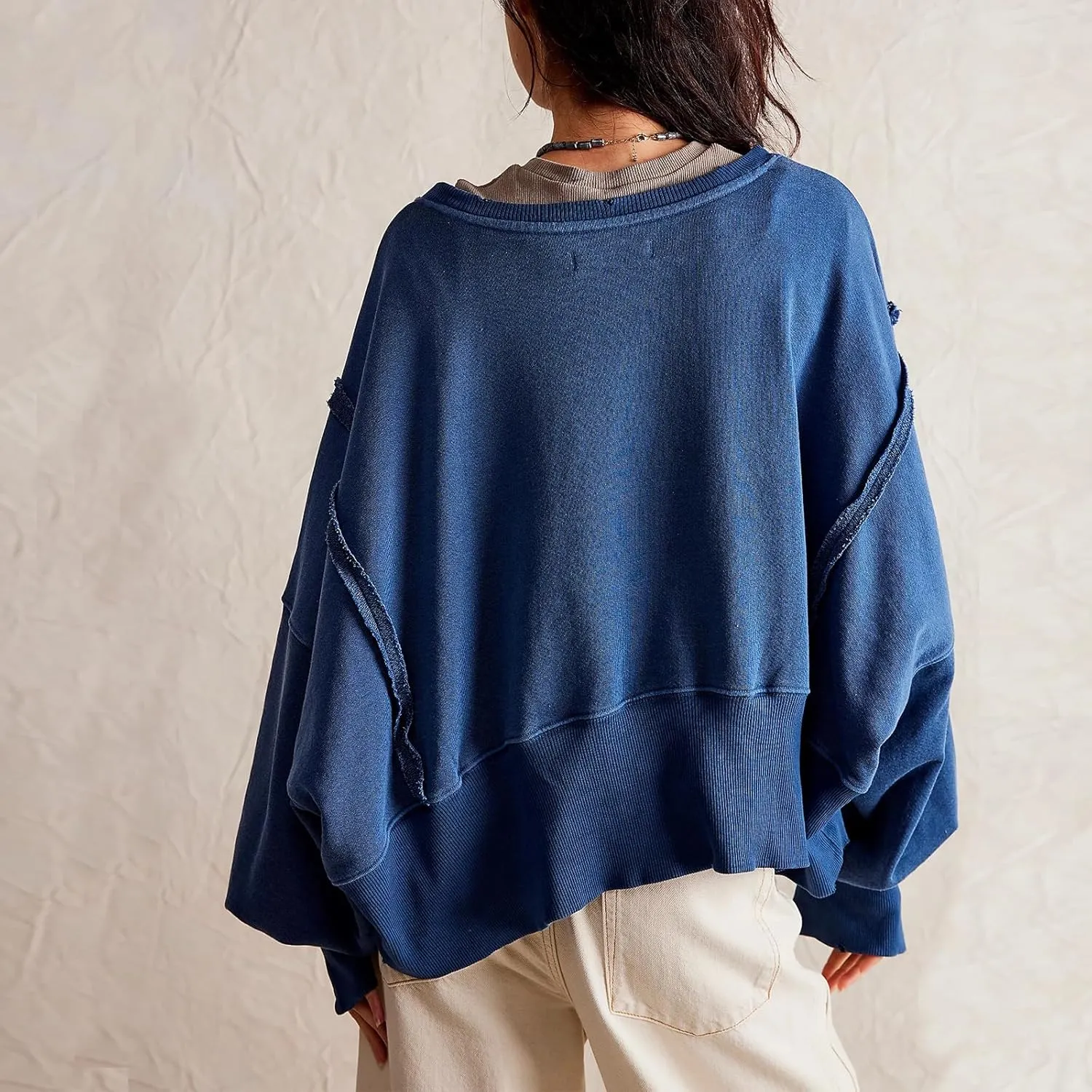 Womens Y2k Cropped Sweatshirts Crew Neck Oversized Sweatshirt Loose Long Sleeve Shirts Going Out Fall Fashion