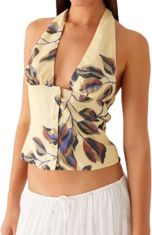 Women's Y2K Halter Crop Top Sexy Deep V Neck Tie Back Button Underbust Corset Tank Top Summer Going Out Vest Shirts