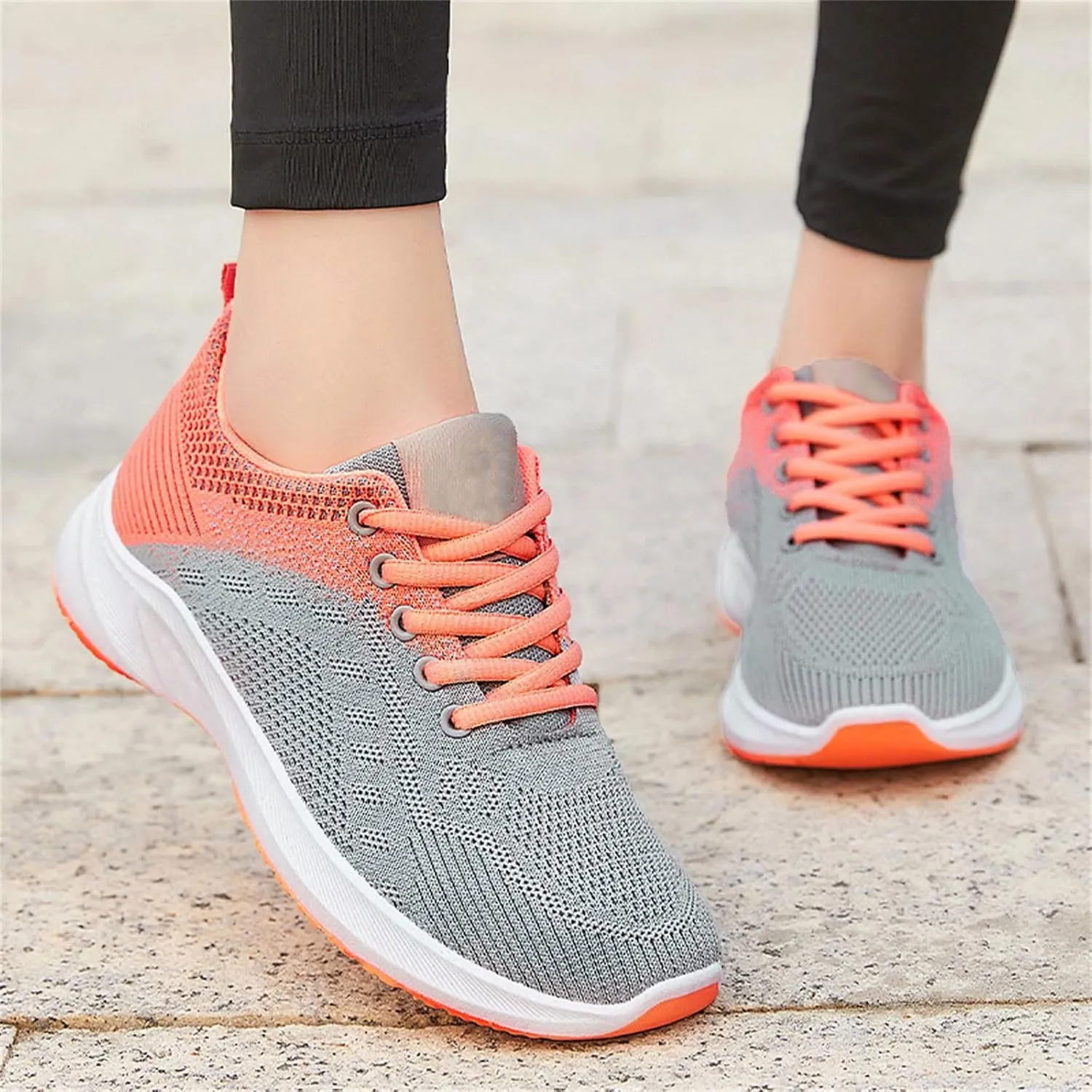 Work Out Shoes Gym for Women Comfortable Lace up Walking Shoes Lightweight Air Cushion Running Sneakers Arch Support Orthopedic Sneakers