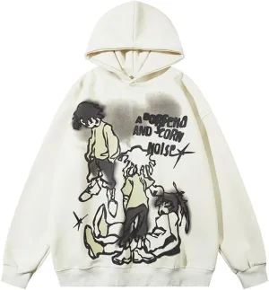 YEOU Men's Fashion Carton Hoodie Sweatshirt Fleece Y2K Harajuku Hip Hop Streetwear Casual Sweatshirt Hooded