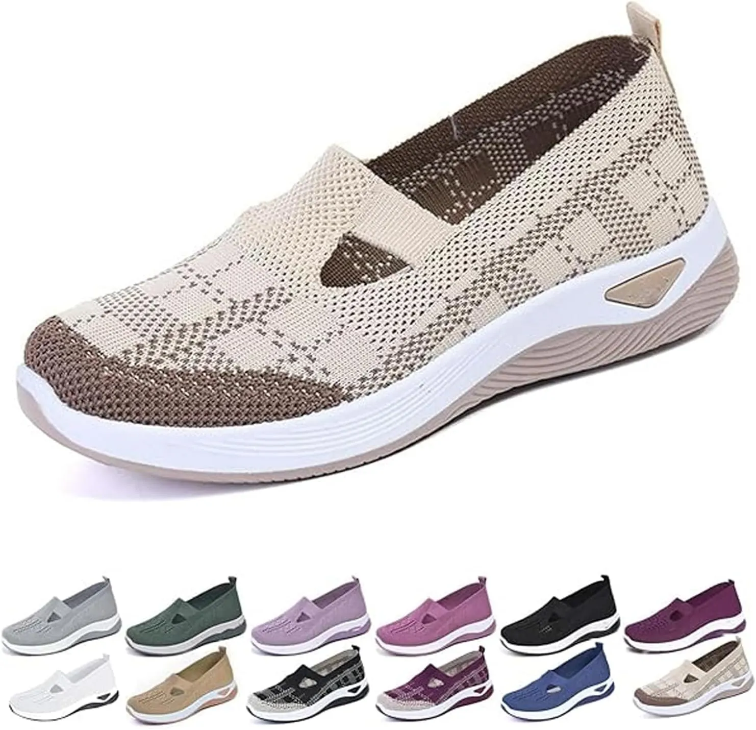 Zapatos Ortopédicos para Mujer, Women's Woven Orthopedic Breathable Soft Soled Shoes, Go Walking Slip On Diabetic Foam Sneakers, Casual Comfortable Nurse Shoes Arch Support