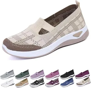 Zapatos Ortopédicos para Mujer, Women's Woven Orthopedic Breathable Soft Soled Shoes, Go Walking Slip On Diabetic Foam Sneakers, Casual Comfortable Nurse Shoes Arch Support