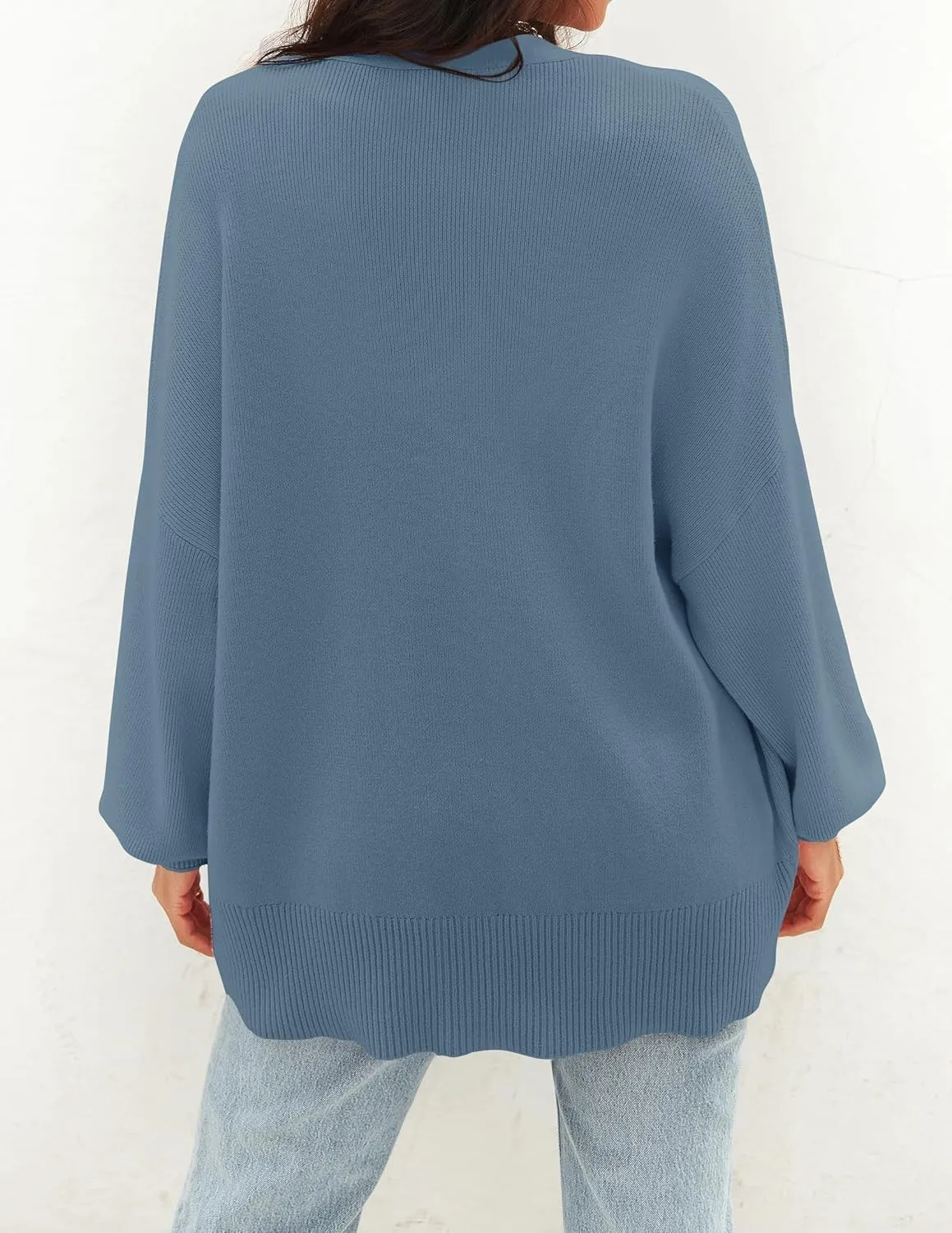 ZESICA Women's Casual Long Sleeve Cardigan V Neck Button Down Open Front Knit Loose Oversized Sweater Coat