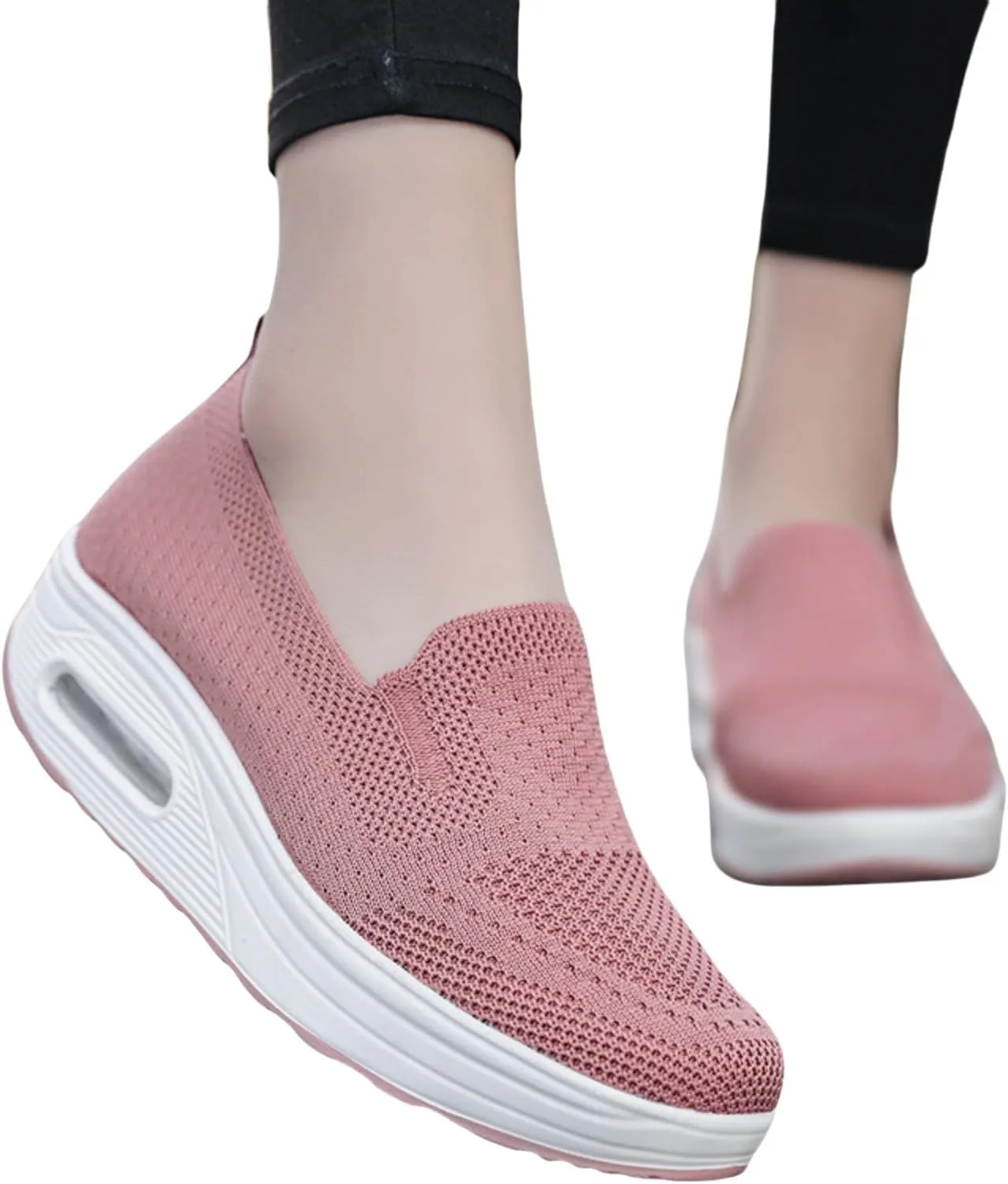ZWRXW Diabetic Walking Shoes for Women Slip On Walking Running Shoes Slip-On Orthopedic Shoe with Arch Support Knit Upper Lightweight Sneaker for Swollen Feet Neuropathy,Plantar Fasciitis