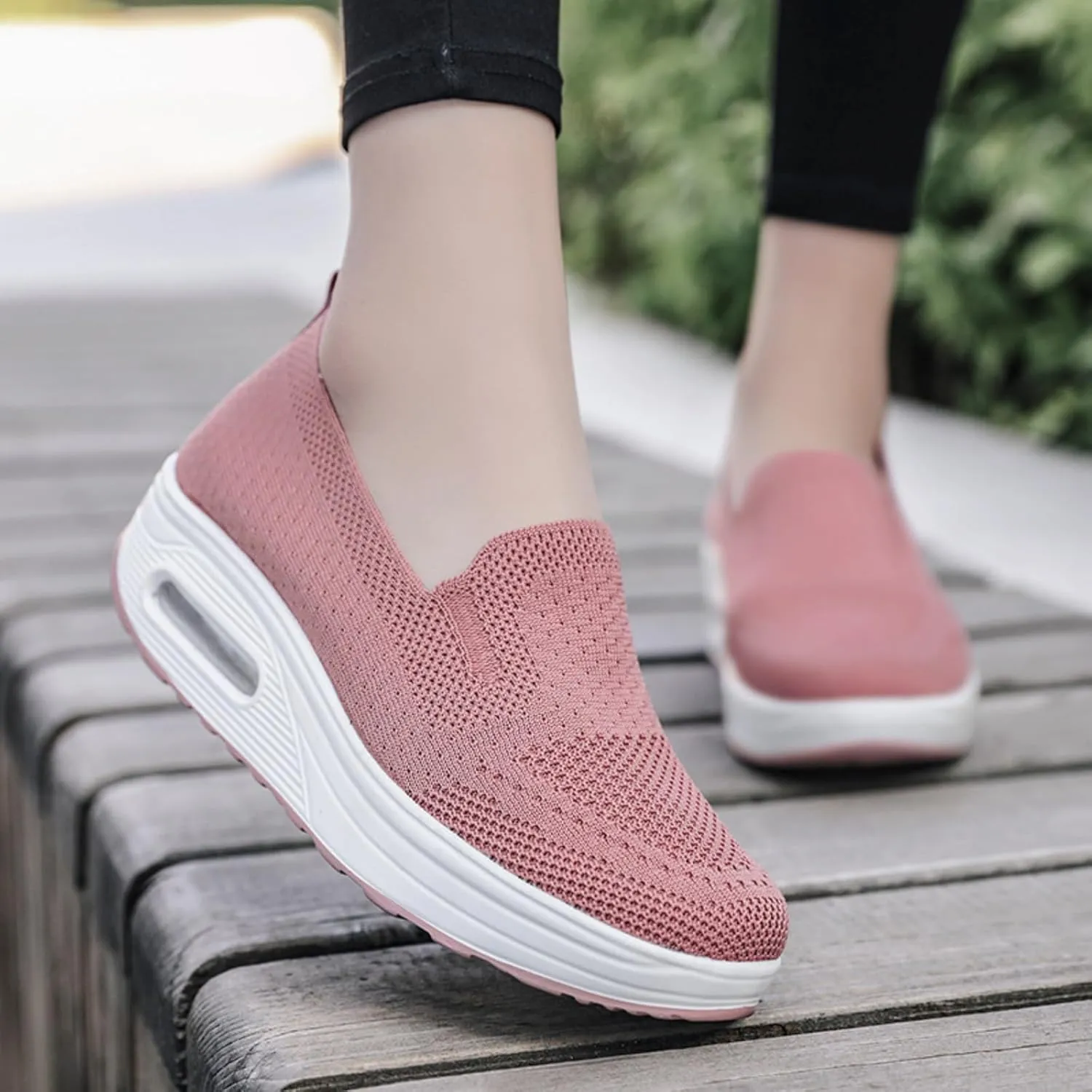 ZWRXW Diabetic Walking Shoes for Women Slip On Walking Running Shoes Slip-On Orthopedic Shoe with Arch Support Knit Upper Lightweight Sneaker for Swollen Feet Neuropathy,Plantar Fasciitis