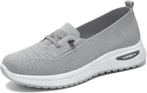 ZWRXW Women's Comfortable Walking Shoes Slip On Orthopedic Sneakers Breathable Mesh Knitted Woven Arch Support Non-Slip Shoes Tennis Athletic Casual Lightweight Wide Width Soft Shoe