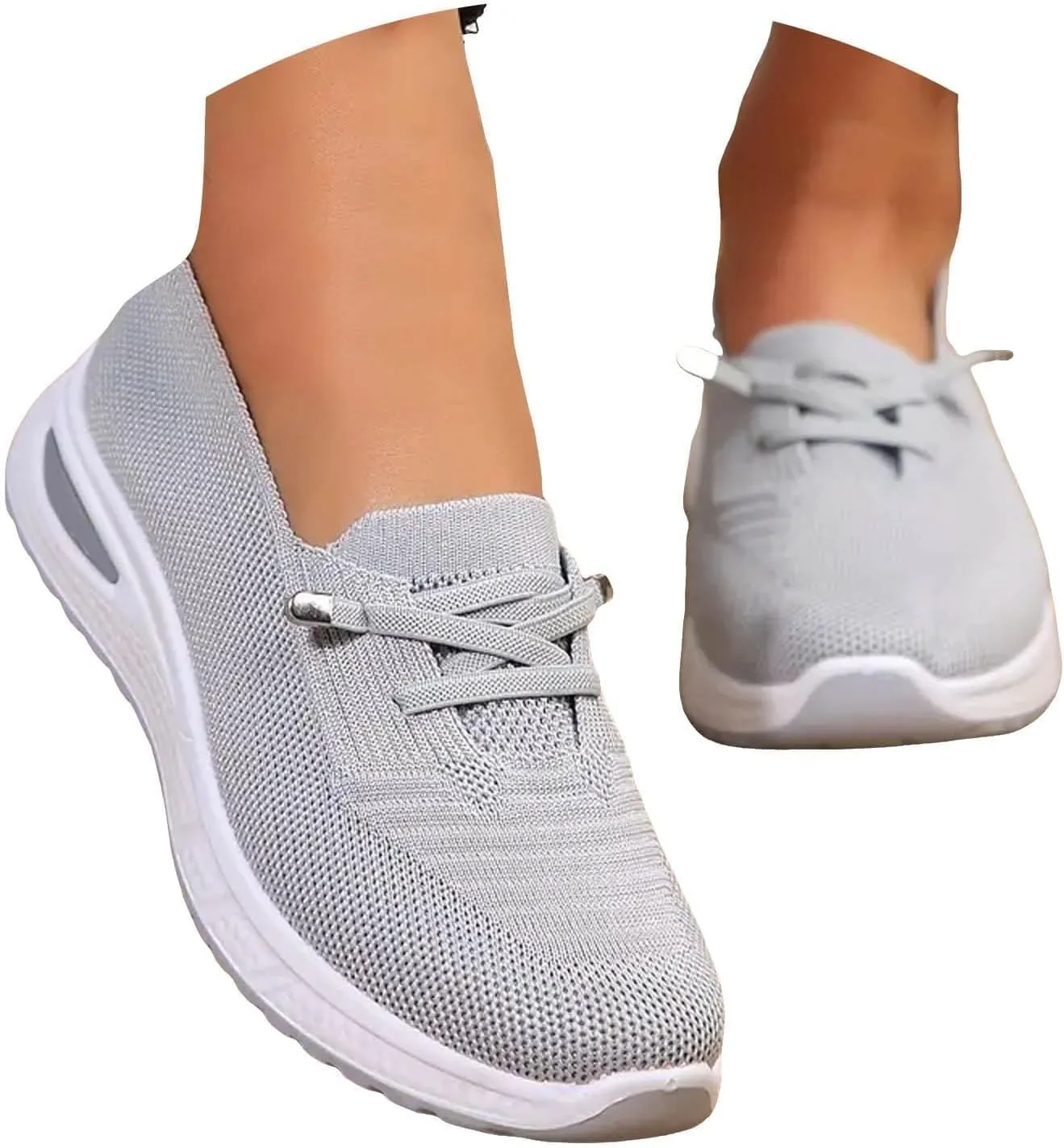 ZWRXW Women's Comfortable Walking Shoes Slip On Orthopedic Sneakers Breathable Mesh Knitted Woven Arch Support Non-Slip Shoes Tennis Athletic Casual Lightweight Wide Width Soft Shoe